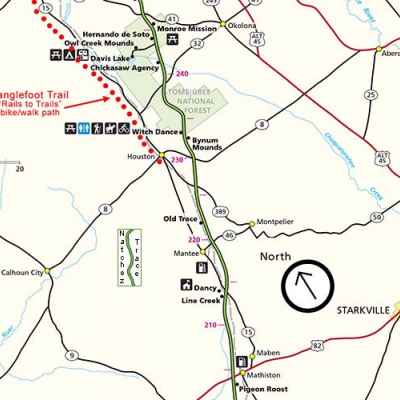Houston Mississippi Map - Natchez Trace Parkway
