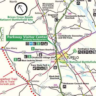 Tupelo Mississippi Map - Natchez Trace Parkway