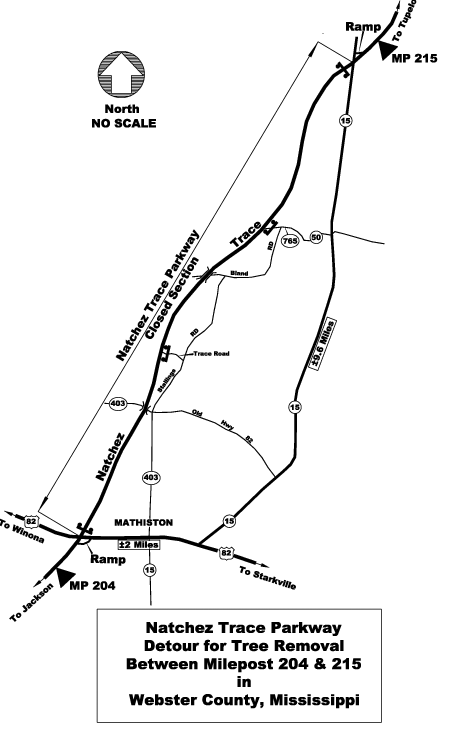 Natchez Trace Parkway Detour