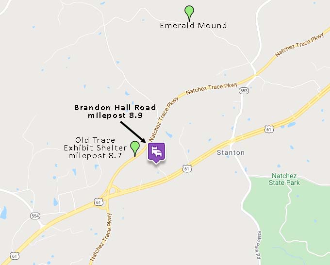 Brandon Hall Plantation B&B Map - Natchez, MS