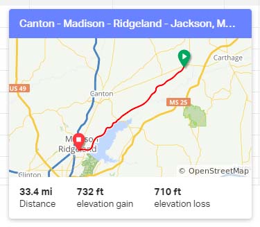 Canton - Madison - Ridgeland - Jackson, Mississippi - north to south