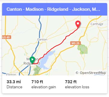 Canton - Madison - Ridgeland - Jackson, Mississippi - south to north