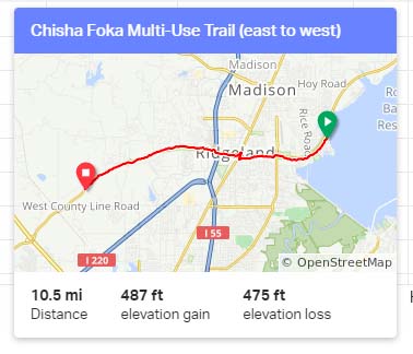 Chisha Foka Multi-Use Trail - Ridgeland, MS - east to west