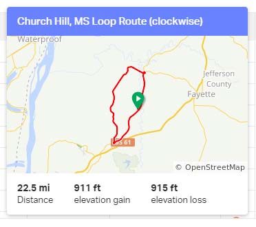 Church Hill Loop Route - clockwise