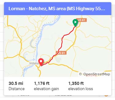 Lorman - Natchez, Mississippi - north to south