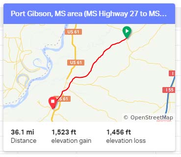 Vicksburg - Port Gibson, Mississippi - north to south