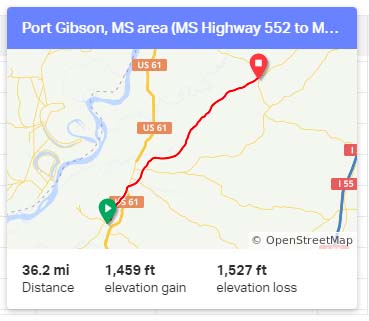 Vicksburg - Port Gibson, Mississippi - south to north