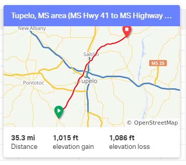 Tupelo - south to north