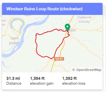 Windsor Ruins Loop Route - clockwise