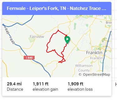 Fernvale - Leiper's Fork Loop Route - clockwise