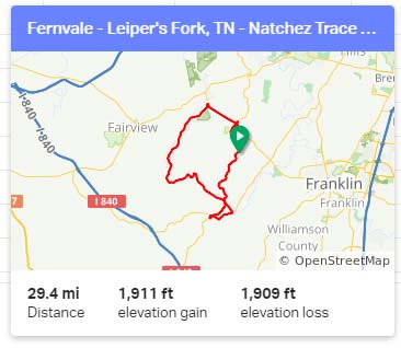 Fernvale - Leiper's Fork Loop Route - counter clockwise