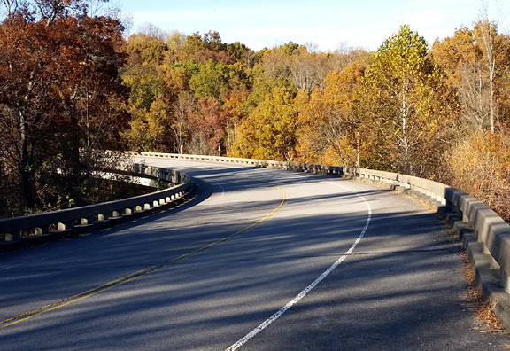 Curvy, Treetop Bridge - Tennessee Fall Foliage