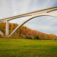 Natchez Trace Parkway: Nashville - Franklin | View of the Double Arch Bridge from the valley below.