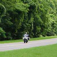 Tennessee - Group of motorcycles passing by the War of 1812 Memorial site.
