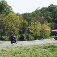 Motorcycles approaching the Leiper's Fork exit.