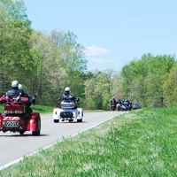 Group of bikers enjoying an April ride on the Trace.