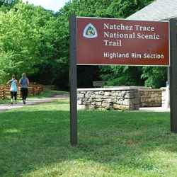 Northern terminus trailhead of the Highland Rim section of the Natchez Trace National Scenic Trail.