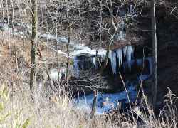 After a winter cold front the stream and waterfalls at Fall Hollow were frozen.