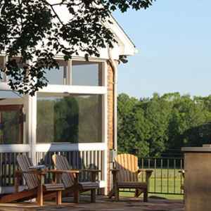 Relax on the Outdoor Patio at Farmhouse Sanctuary