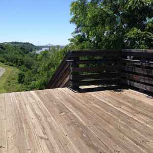 Walkway leading you from the top of the bluff to the base of the bluff.