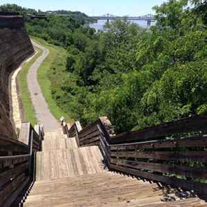 Walkway leading you from the top of the bluff to the base of the bluff.
