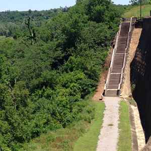 Walkway leading you from the top of the bluff to the base of the bluff.