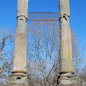 Two columns standing tall at Windsor Ruins.