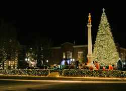 Downtown Franklin, Tennessee decorated for Christmas