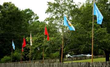 'Flag Row' at the Visitors’ Center - these flags honor the various Native Nations from which the Sanctuary's Native horses originate. 