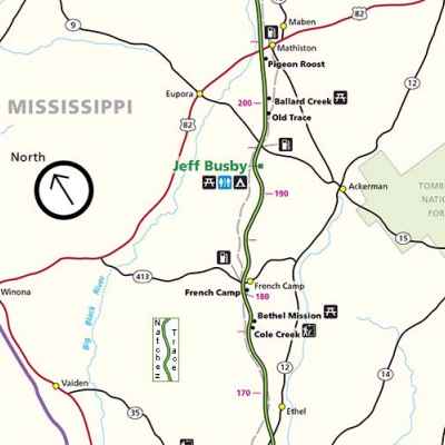 French Camp Mississippi Map - Natchez Trace Parkway