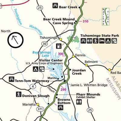 Tishomingo - Belmont Mississippi Map - Natchez Trace Parkway