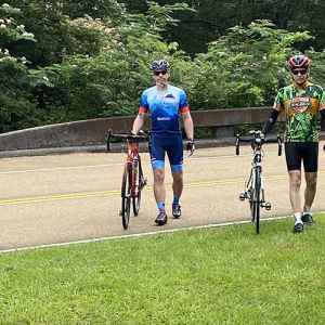 Walk your bikes off the parkway at milepost 76.3.