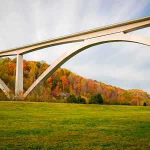 Tennessee - View of Double Arch Bridge from below - Natchez Trace Fall Foliage - October 26 - Photographer: John Tallant