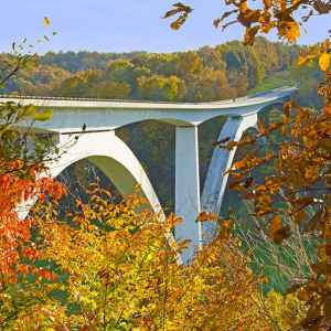 Tennessee - View of Double Arch Bridge - Natchez Trace Fall Foliage - November 1 - Photographer: Kevin Long