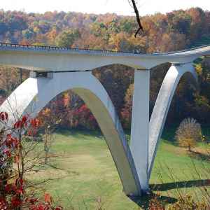 Tennessee - View of Double Arch Bridge - Natchez Trace Fall Foliage - November 6 - Photographer: Randy Fought