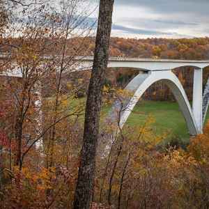View of the Double Arch Bridge from Birdsong Hollow - milepost 438 - Tennessee