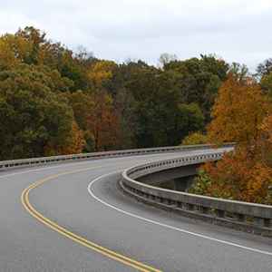 Curvy, Treetop Bridge at milepost 436 - looking south in the fall
