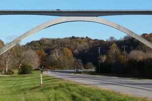 View of Double Arch Bridge from Hwy 96 - milepost 438